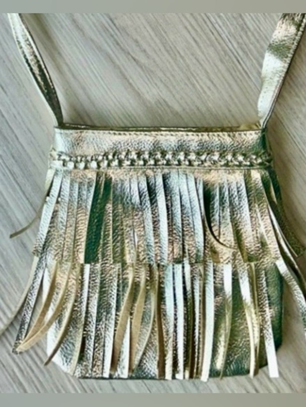 Capelli Metallic Fringe Crossbody Bag Gold Evening Glam Mini Bag Girly Prom